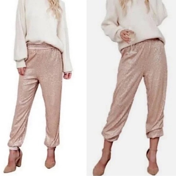 ANTHROPOLOGIE Melora Metallic Joggers -Size XS - Picture 1 of 7